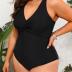 Aqua Eve Women Plus Size One Piece Swimsuits V Neck Tummy Control Bathing Suits Front Cross Swimwear