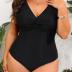 Aqua Eve Women Plus Size One Piece Swimsuits V Neck Tummy Control Bathing Suits Front Cross Swimwear