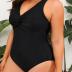 Aqua Eve Women Plus Size One Piece Swimsuits V Neck Tummy Control Bathing Suits Front Cross Swimwear