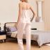 Ekouaer Women Silk Satin Pajamas Sleeveless Pjs Set 2 Piece Summer Loungewear Sleepwear with Pockets Champagne,M