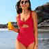 Charmo Ribbed One Piece Swimsuits for Women Cutout Scoop Neck Bathing Suit High Cut Padded Monokini