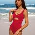 Charmo Ribbed One Piece Swimsuits for Women Cutout Scoop Neck Bathing Suit High Cut Padded Monokini