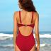 Charmo Ribbed One Piece Swimsuits for Women Cutout Scoop Neck Bathing Suit High Cut Padded Monokini