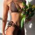 Women Halter String Bikini Set Sexy Thong Cheeky Two Piece Swimsuits Solid Color Bathing Swimwear