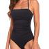 Holipick Women Tummy Control One Piece Swimsuits Strapless Bandeau Bathing Suits Slimming Halter Swimwear