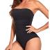 Holipick Women Tummy Control One Piece Swimsuits Strapless Bandeau Bathing Suits Slimming Halter Swimwear