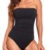 Holipick Women Tummy Control One Piece Swimsuits Strapless Bandeau Bathing Suits Slimming Halter Swimwear