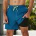 SILKWORLD Mens Swimming Trunks with Compression Liner 2 in 1 Quick-Dry Swim Shorts with Zipper Pockets