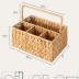 StorageWorks Hand-Woven Wicker Silverware Organizer - Water Hyacinth Cutlery Holder for Countertop with Handle (1-Pack)