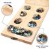 AMEROUS Wooden Mancala Board Game Set - Upgraded Larger Size - 72+8 Bonus Multi Color Glass Stones - Folding Board - Gift Package -Instructions, Portable Board Game for Adults, Kids