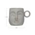 Bloomingville Stoneware Face, Reactive Glaze, Cream Color Mug, 1 Count (Pack of 1), White