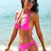 Floerns Women's Solid Halter Tie Side Bikini Set Two Piece Bathing Suit