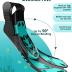 Mask Fins Snorkeling Gear for Adults, Full Face Snorkel Mask & Adjustable Swim Fins Snorkel Set, Panoramic View Snorkel Mask Dry Top System Anti-Fog Anti-Leak