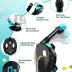 Mask Fins Snorkeling Gear for Adults, Full Face Snorkel Mask & Adjustable Swim Fins Snorkel Set, Panoramic View Snorkel Mask Dry Top System Anti-Fog Anti-Leak