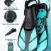 Mask Fins Snorkeling Gear for Adults, Full Face Snorkel Mask & Adjustable Swim Fins Snorkel Set, Panoramic View Snorkel Mask Dry Top System Anti-Fog Anti-Leak