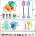IOKUKI Long Shovels Sand Toys Set with Mesh Bag Including Dump Truck, Beach Buckets, Shovels, Rakes, Molds, Outdoor Beach Toys Tool Kit for Kids, Toddlers, Boys and Girls (15 PCS) Age 3+