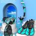 Snorkeling Gear for Adults Men Women,4 in 1 Snorkel Set with Panoramic View Diving Mask Anti-Fog Anti-Leak,Dry Top Snorkel,Fins and Travel Bag for Swimming,Snorkeling and Travel Diving