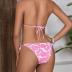 MakeMeChic Women's Halter Tie Side Triangle Bikini Set high Cut 2 Piece Bikini Swimsuit Bathing Suit