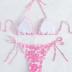 MakeMeChic Women's Halter Tie Side Triangle Bikini Set high Cut 2 Piece Bikini Swimsuit Bathing Suit