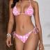 MakeMeChic Women's Halter Tie Side Triangle Bikini Set high Cut 2 Piece Bikini Swimsuit Bathing Suit