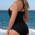 Ribbed One Piece Swimsuits for Women Button up Swimwear Tummy Control Retro Bathing Suits