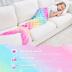WERNNSAI Mermaid Tail Blanket - Plush Mermaid Wearable Blanket for Girls Teens All Seasons Soft Flannel Snuggle Blanket little Mermaid Scale Sleeping Bag 55" x 24" (Rainbow)