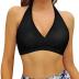 Women's Supportive Halter Bikini Padded Push Up Ruched Bust Hook Back Swimsuit Bathing Suit Tops Only