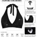 Women's Supportive Halter Bikini Padded Push Up Ruched Bust Hook Back Swimsuit Bathing Suit Tops Only