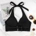 Women's Supportive Halter Bikini Padded Push Up Ruched Bust Hook Back Swimsuit Bathing Suit Tops Only