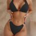SweatyRocks Women's Ring Linked Halter Push Up Bikini Swimsuit High Stretch Bathing Suit Swimwear Set Swimming Suit Two Piece