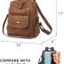WYFJNX PU Leather Backpack Purse for Women Fashion Multipurpose Design Handbag Ladies Shoulder Bags Travel Backpack Brown