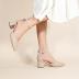 Ankis Closed Toe Heels for Women -Nude Pointed Toe Heels Low Block Chunky Women Pumps with Ankle Strap -2.25 Inch