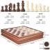 Chess and Checkers Board Game Sets for Adults Wooden Deluxe 15 inch Wood Board Box with Storage, Classic 2 in 1 Large Size with Chess Pieces - 3” King Height - 2 Extra Queens