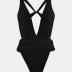 CUPSHE One Piece Swimsuit for Women Bathing Suit Cut Out Cross Back Tie Deep V Neck Ruched High Cut