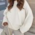 ANRABESS Women's Oversized Crewneck Long Sleeve Fuzzy Knit Casual Chunky Warm 2024 Fall Pullover Sweaters Top Trendy Outfits White Large