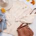 ZESICA Women's 2024 Casual Turtleneck Long Lantern Sleeve Oversized Ribbed Knit Pullover Sweater Jumper Top,Beige,Medium