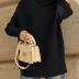 LILLUSORY Oversized Sweaters Women Long Turtleneck Turtle Neck Tunic 2024 Trendy Mock Pullover Batwing Sweater Tops Wear Leggings Black