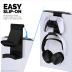 BRAINWAVZ PS5 Game Controller & Headphone Hanger Console Mount for PlayStation PS5 DualSense Gamepad, Hook-On Hanger Bracket (Black)