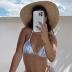 VOLAFA Women's Triangle Bikini Set String Swimsuit Print Tie Smocked Ruched Two Piece Bathing Suit
