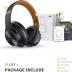 DOQAUS Bluetooth Headphones Over Ear, 90 Hours Playtime Wireless Headphones, 3 EQ Modes,HiFi Stereo Headphones with Microphone and Soft Protein Earpads for iPhone/TV/PC/Home Office (Black-Brown)