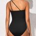 Holipick One Shoulder One Piece Swimsuit for Women Tummy Control Bathing Suits Modest Full Coverage Keyhole Swimwear
