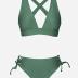 CUPSHE Bikini Set for Women Two Piece Swimsuit V Neck Triangle Top Wide Straps Cross Back Lace up Mid Rise