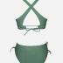 CUPSHE Bikini Set for Women Two Piece Swimsuit V Neck Triangle Top Wide Straps Cross Back Lace up Mid Rise