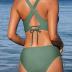 CUPSHE Bikini Set for Women Two Piece Swimsuit V Neck Triangle Top Wide Straps Cross Back Lace up Mid Rise
