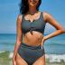 ZAFUL Women's High Waisted Bikini Scoop Neck Swimsuit Two Pieces Bathing Suit