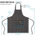 BeLuyi 2 Pack Adjustable Bib Apron with 2 Pockets Chef Cooking Kitchen Restaurant Aprons for Women Men (Black/Brown Stripes)