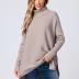 ANRABESS Women's Oversized Turtleneck Batwing Sleeve Spilt Casual Loose Knit Tunic Pullover Sweater Tops 2024 Fall Outfits Almond X-Small