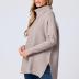 ANRABESS Women's Oversized Turtleneck Batwing Sleeve Spilt Casual Loose Knit Tunic Pullover Sweater Tops 2024 Fall Outfits Almond X-Small