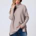 ANRABESS Women's Oversized Turtleneck Batwing Sleeve Spilt Casual Loose Knit Tunic Pullover Sweater Tops 2024 Fall Outfits Almond X-Small
