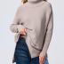 ANRABESS Women's Oversized Turtleneck Batwing Sleeve Spilt Casual Loose Knit Tunic Pullover Sweater Tops 2024 Fall Outfits Almond X-Small